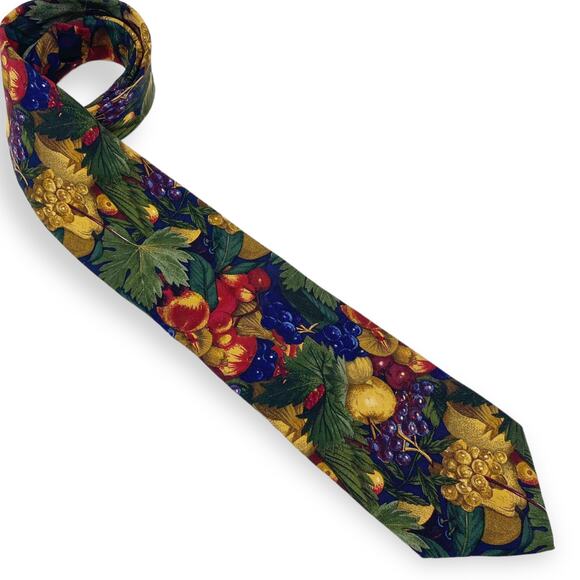 BROOKS BROTHERS Multicolor Silk Baroque Fruit Print Pointed Tie